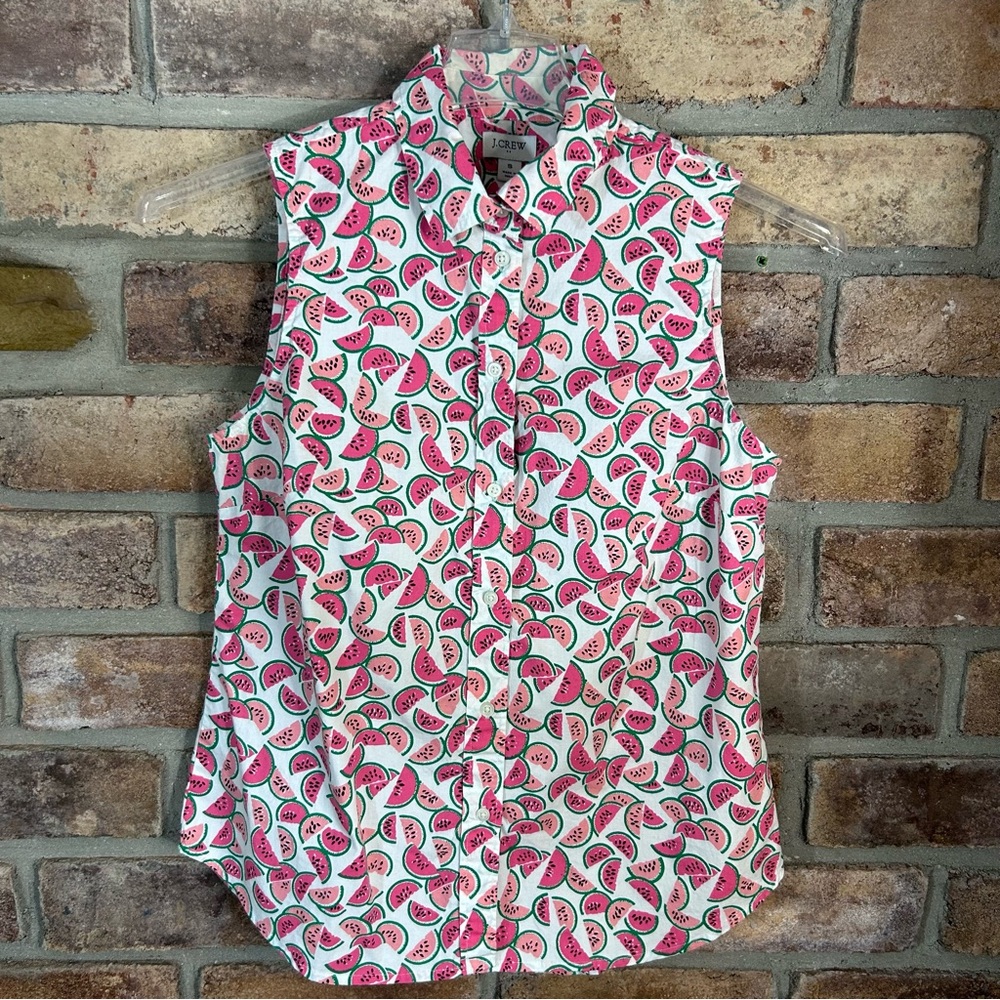 J. CREW Watermelon Print Fitted Button Down Shirt 42 - Picture 10 of 11